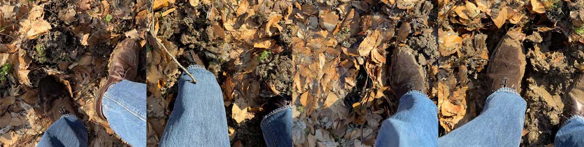 Im Wald durch Matsch laufen