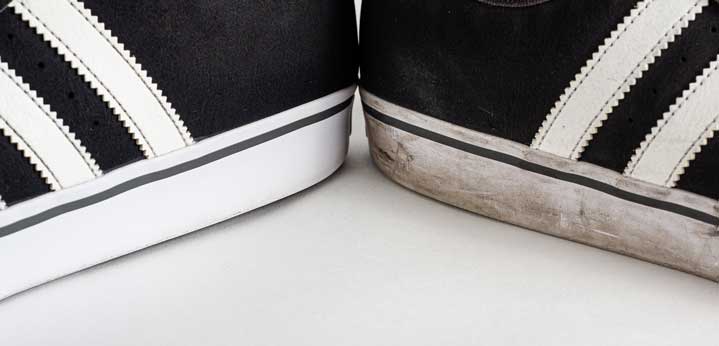 Ein Sneaker Sohlenrand ist sauber